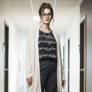 MUD PIE Black & Gray Floral Sleeveless Top Medium - Whimsigoth Goth Core Career